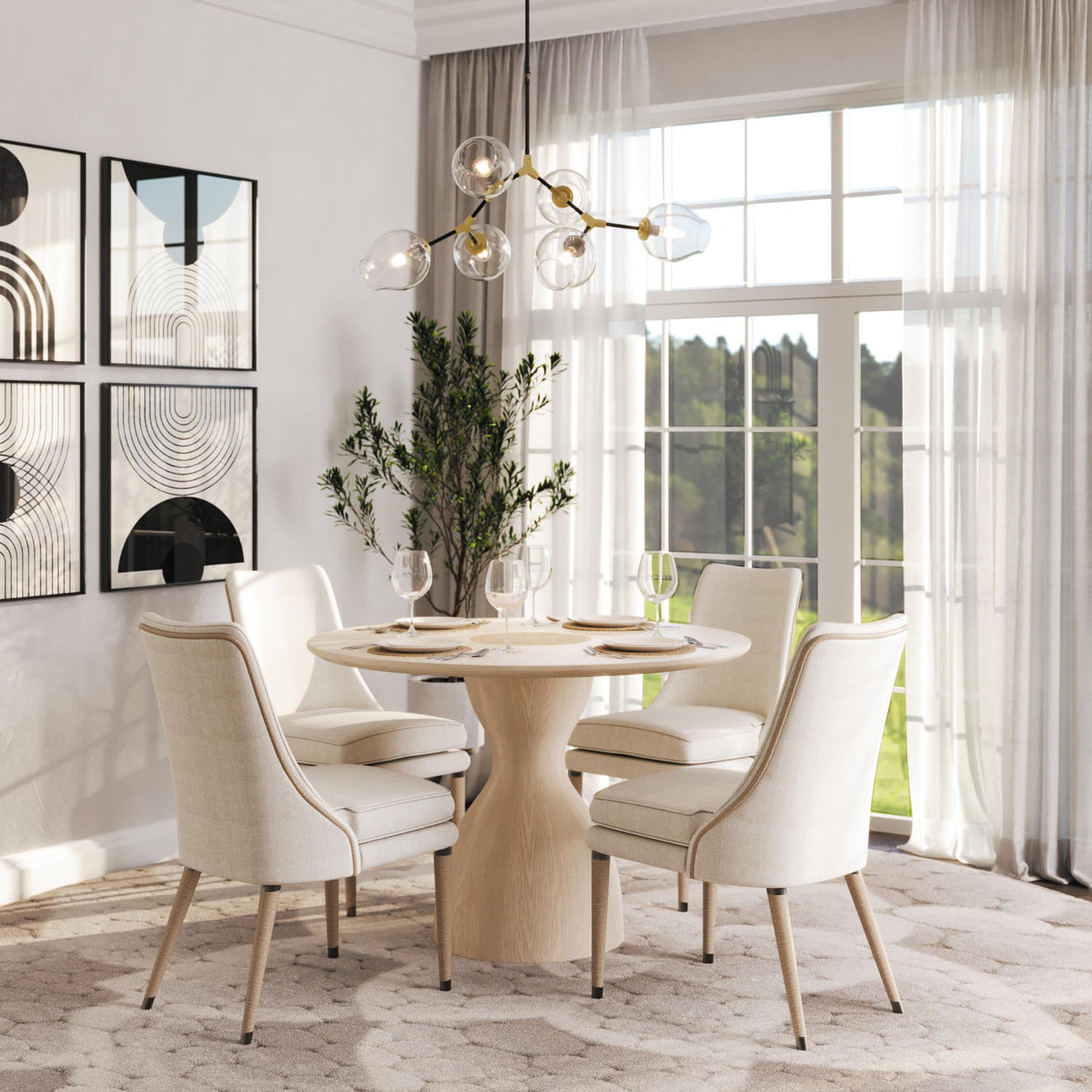 Jonathan Charles Water Seamount Pedestal Dining Table