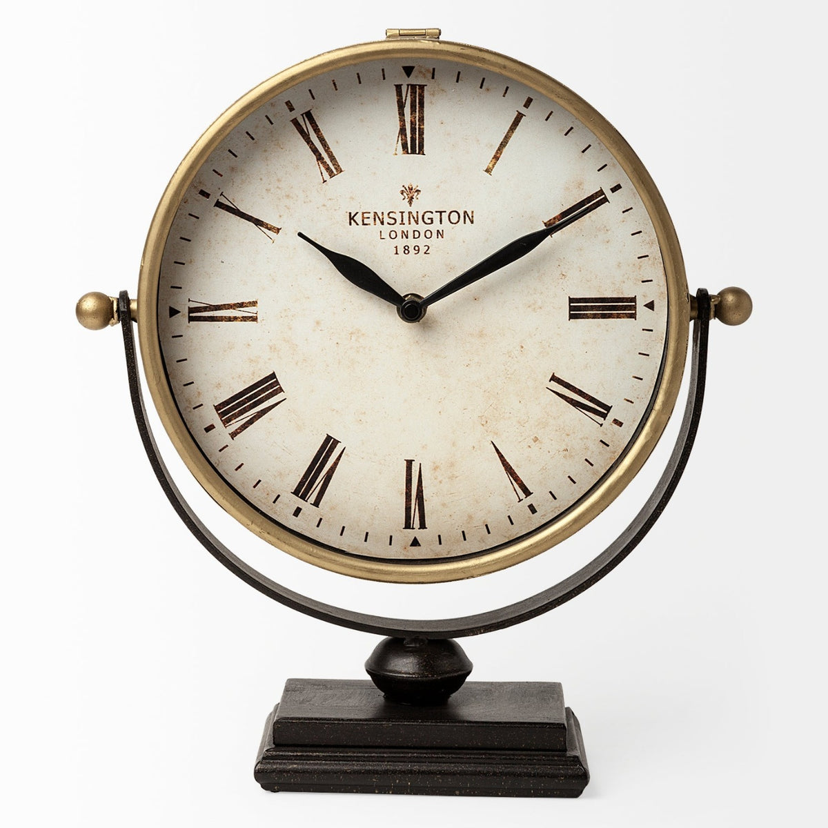 Mercana Houston Gold Metal Half Moon Base Table Clock