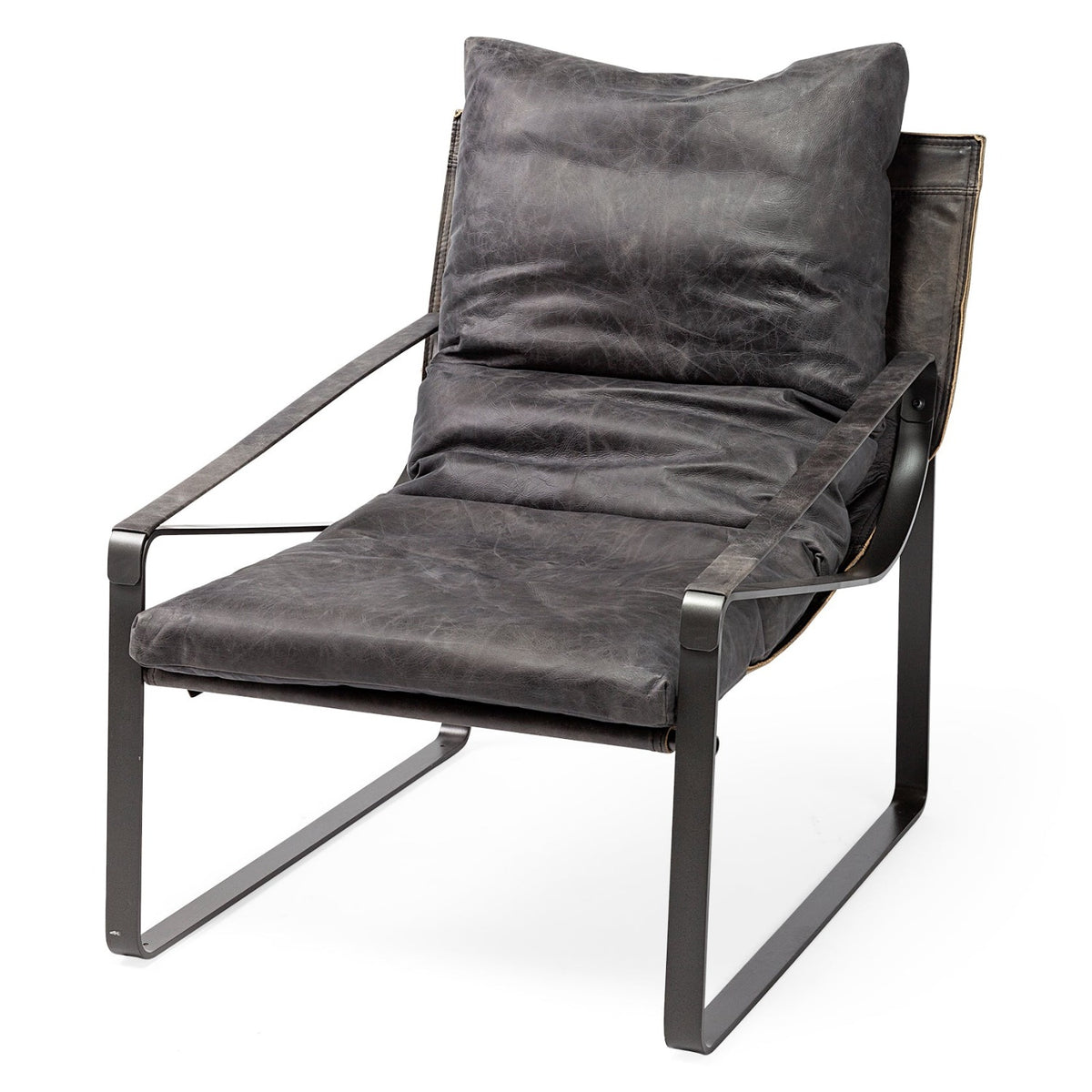 Mercana Hornet II Black Leather Body Metal Frame Accent Chair, primary product view