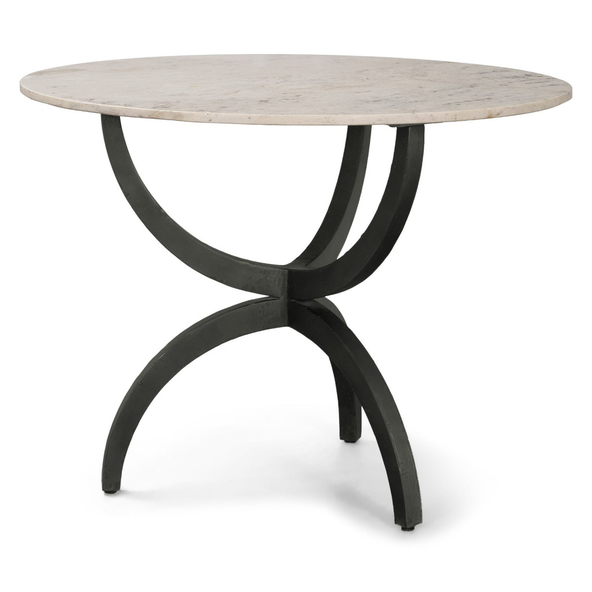 Mercana Veneto White Marble & Black Metal Round Dining Table, primary product view