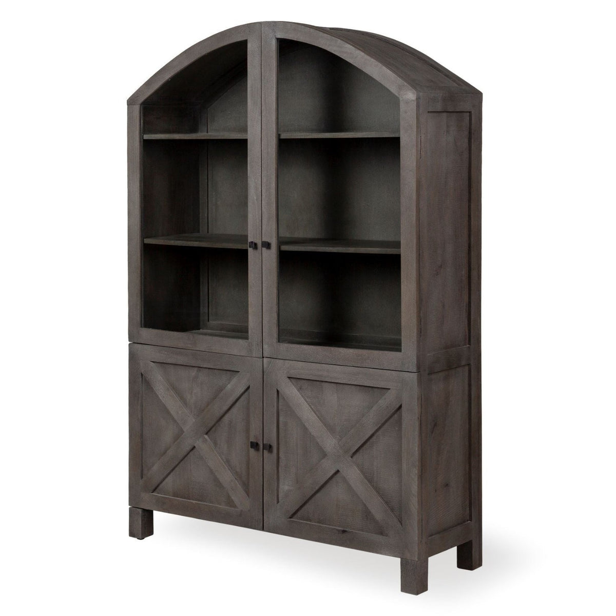 Mercana Barrett 48.5L X 17.25W X 73H Gray Solid Wood Display Cabinet