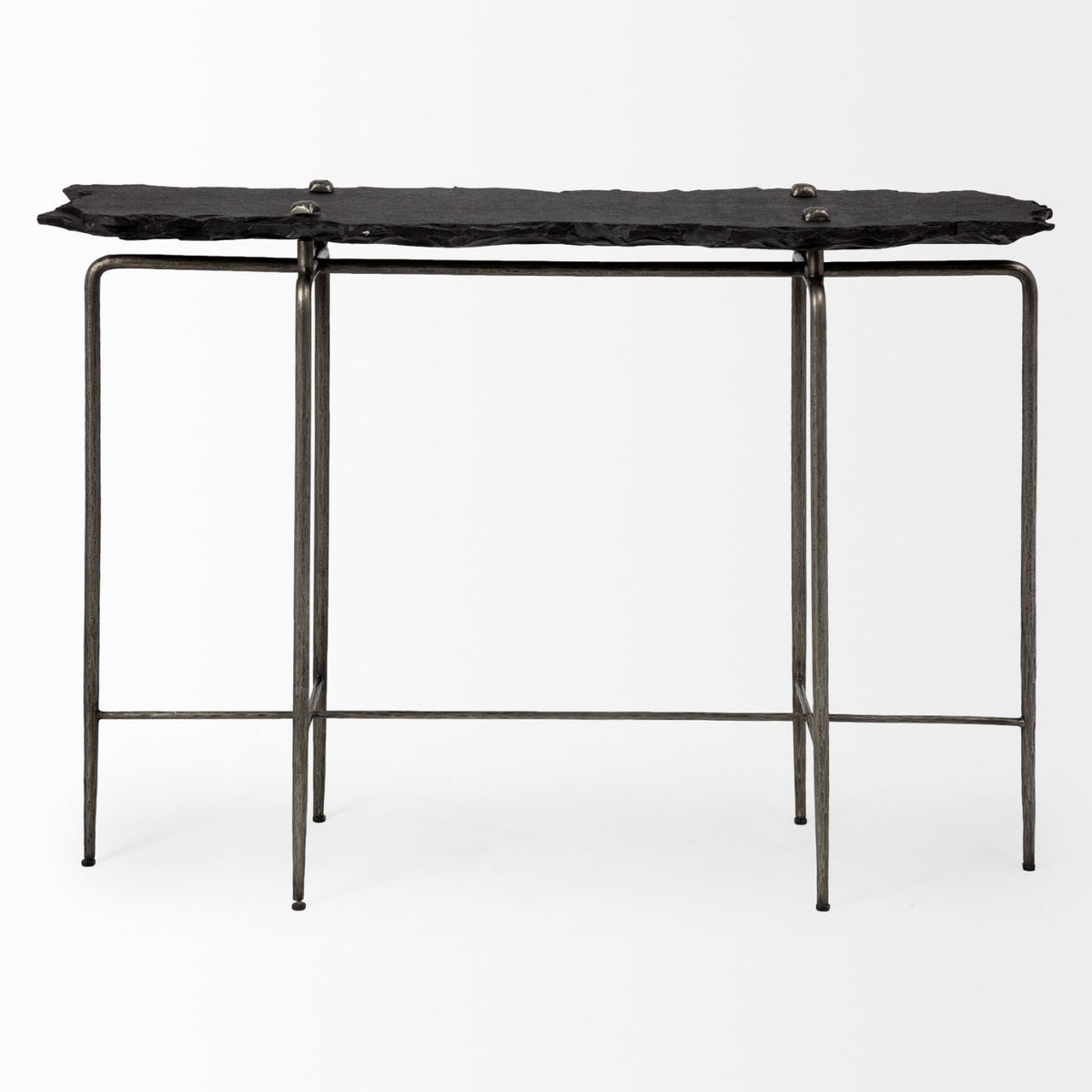 Mercana Pinera III 49L x 17W Black Slate W/Iron Base Console Table