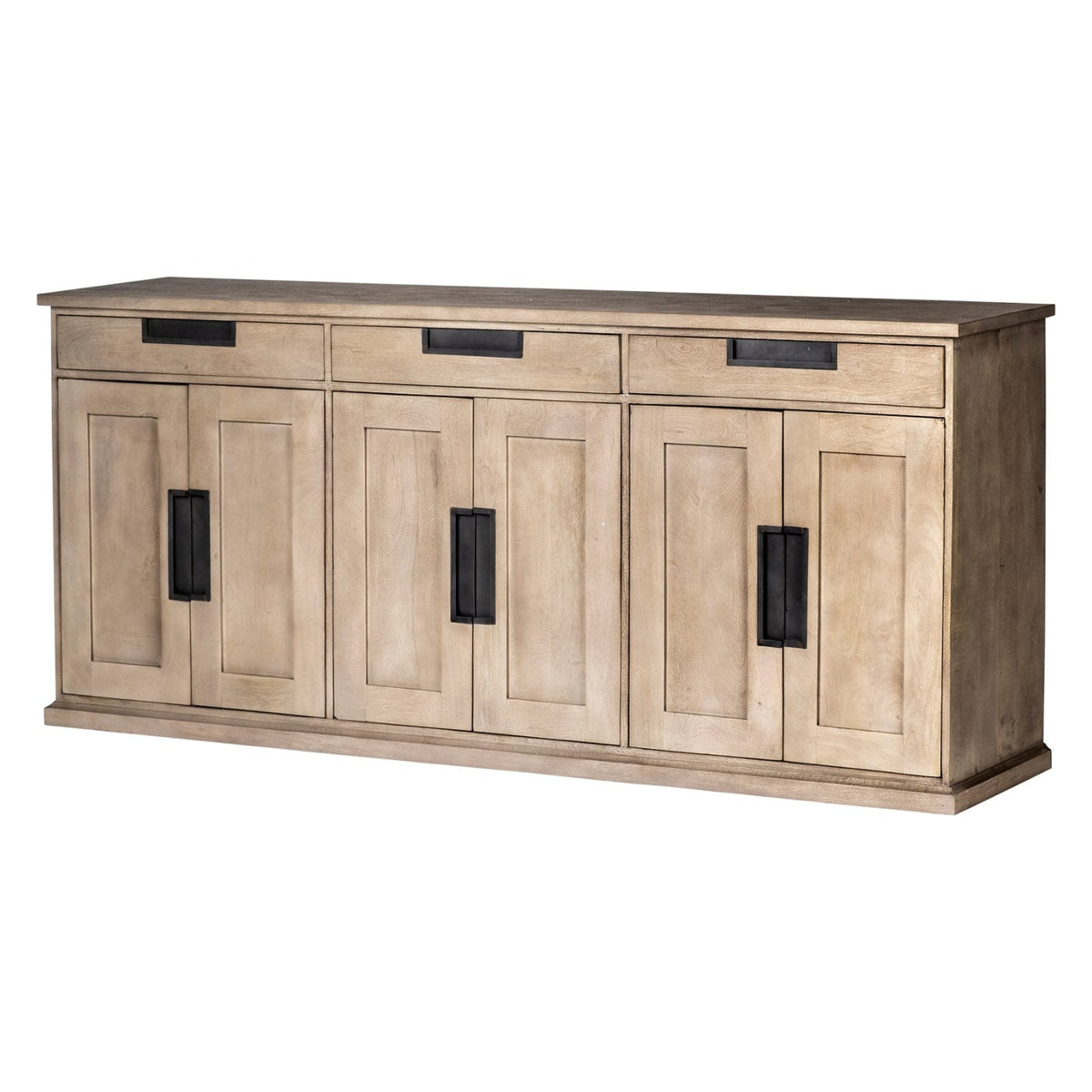 Mercana Braxton III Natural Brown Solid Wood 3 Drawer/6 Door Sideboard, primary product view