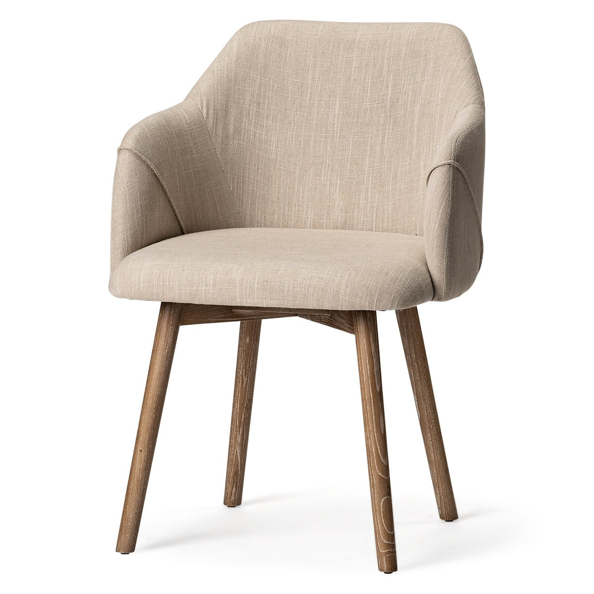 Mercana Ronald Cream w/Brown Wood Curved Back Dining Side Chair Set of 2, primary product view