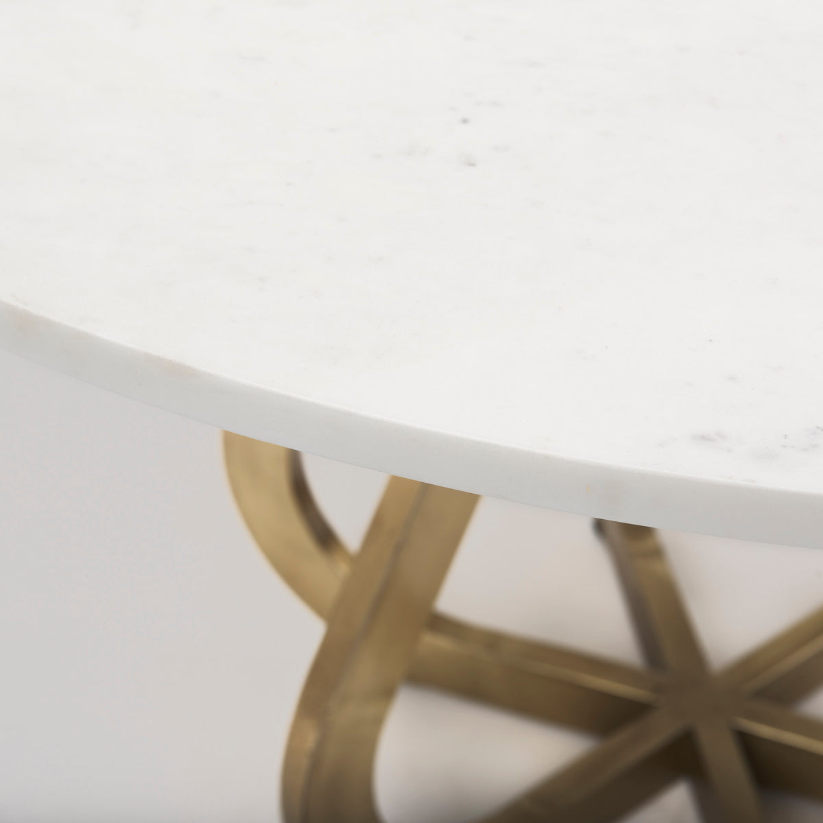 Mercana Laurent 48"L x 48"W Dining Table | Modern | White Marble & Gold Metal | Seats 4