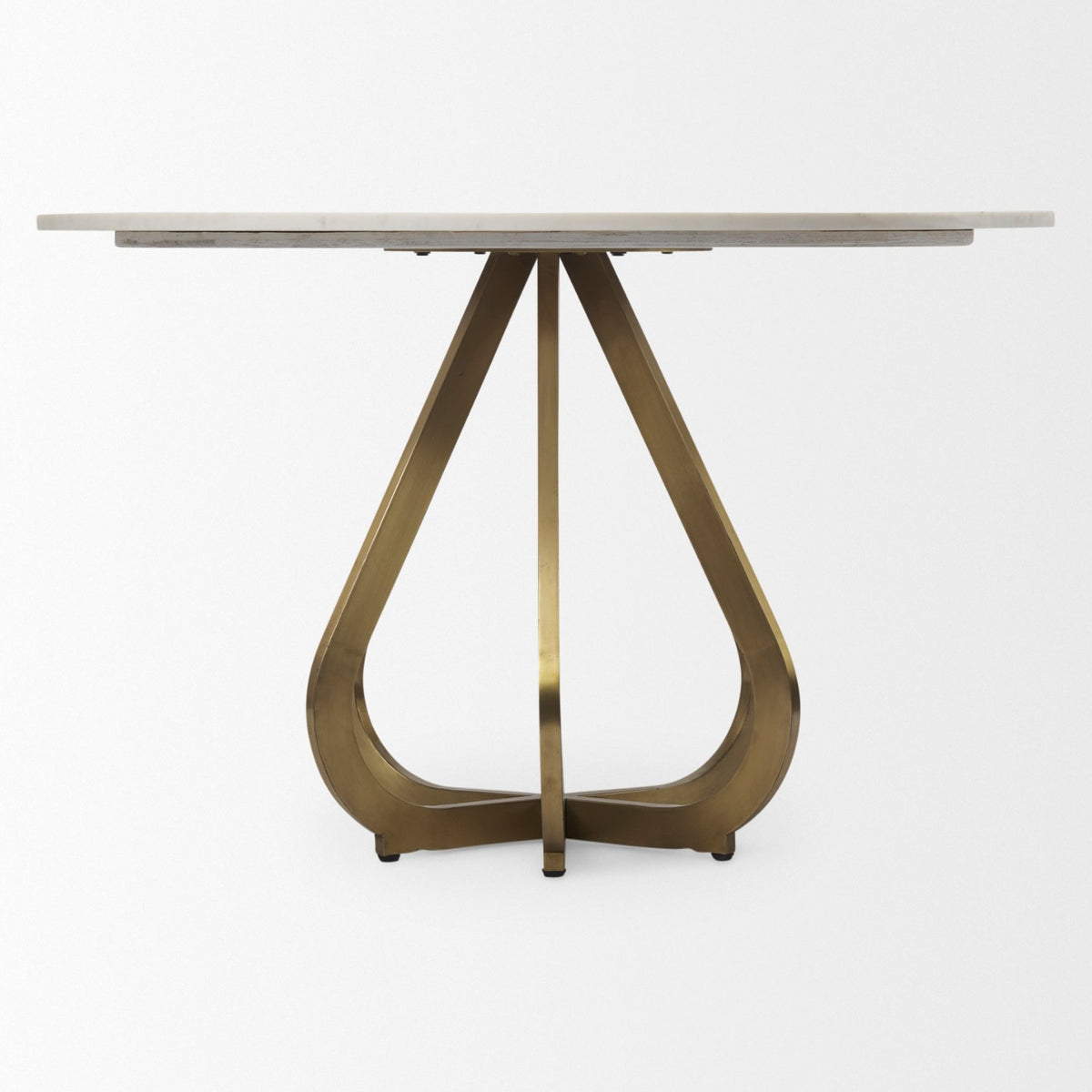 Mercana Laurent 48"L x 48"W Dining Table | Modern | White Marble & Gold Metal | Seats 4