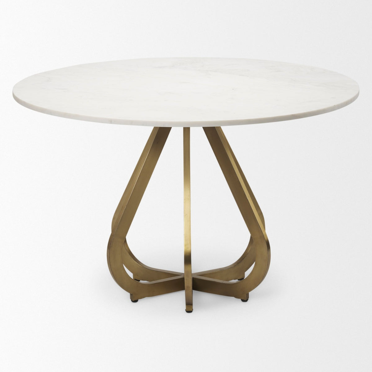 Mercana Laurent 48"L x 48"W Dining Table | Modern | White Marble & Gold Metal | Seats 4