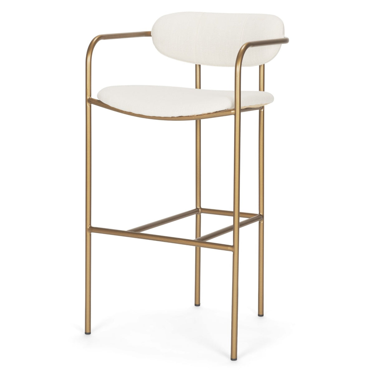 Mercana Parker Cream Seat Gold Metal Bar Stool Set of 2, primary product view
