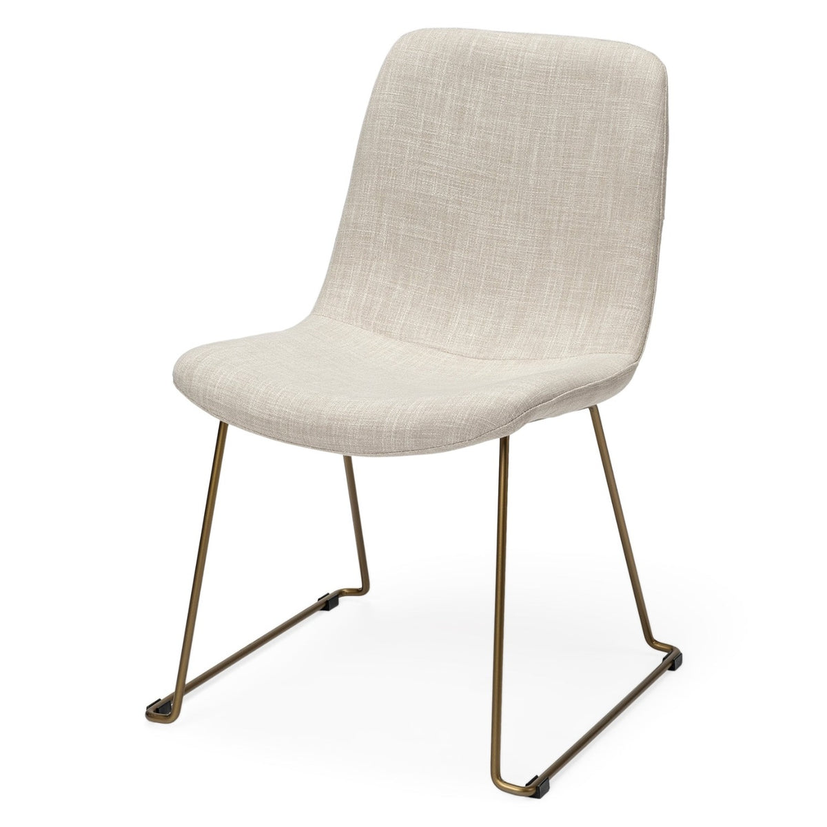Mercana Sawyer Solid Back Dining Side Chair | Beige Fabric w/ Gold Metal