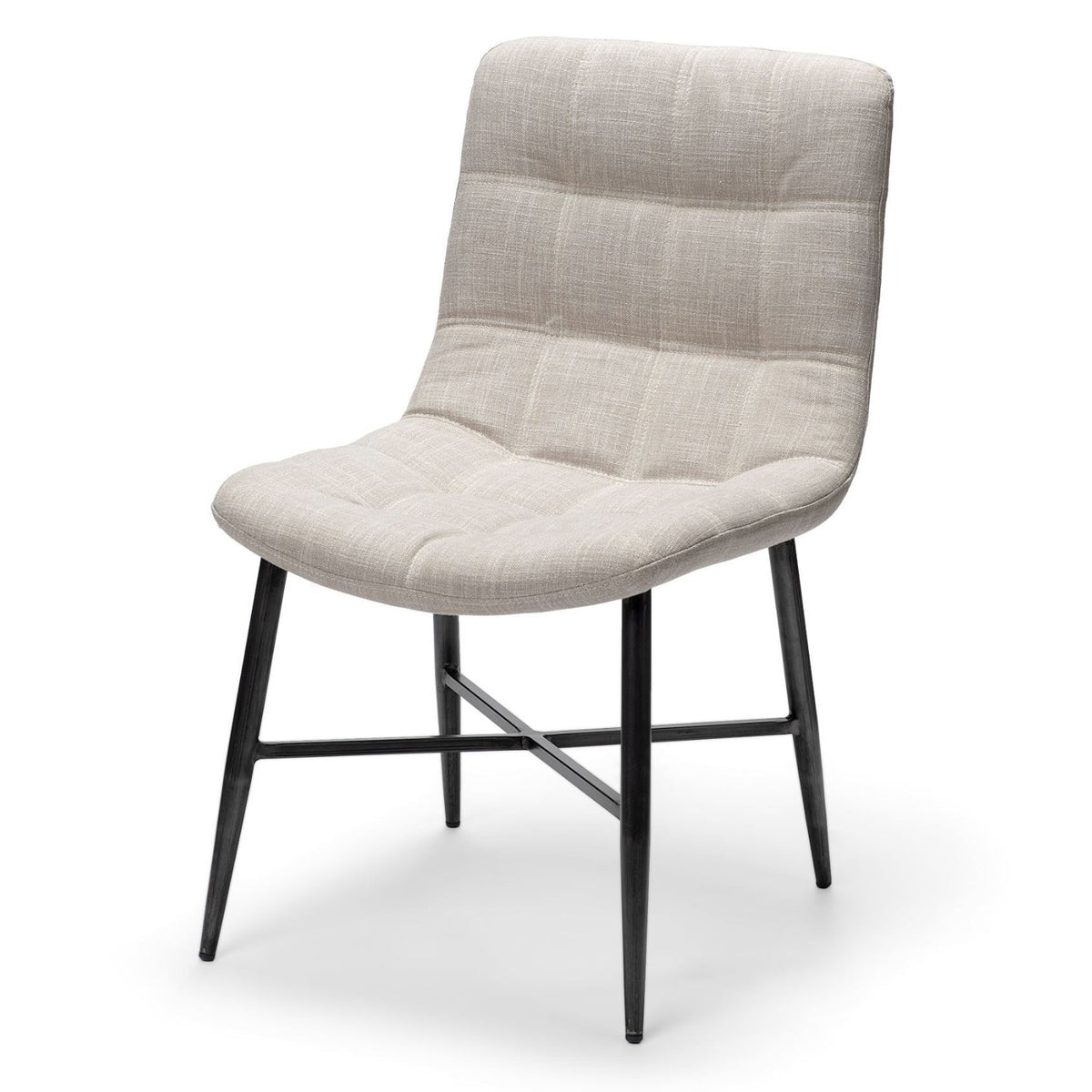 Mercana Barrow Beige w/Black Metal Solid Back Dining Side Chair Set of 2, primary product view
