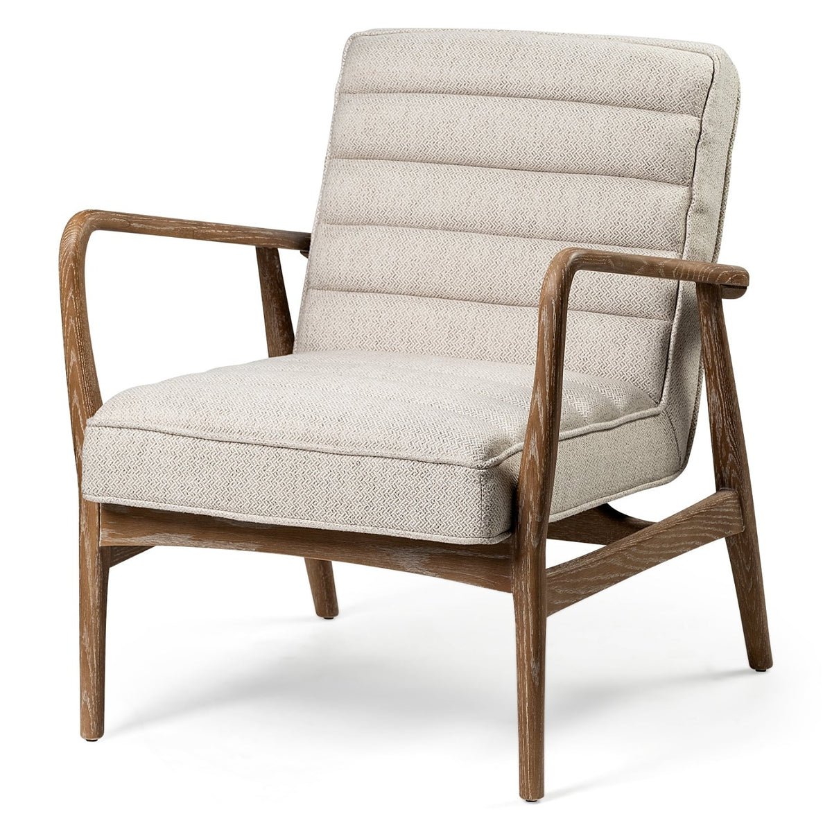 Mercana Ajax II Cream w/Brown Wooden Frame Accent Chair, primary product view