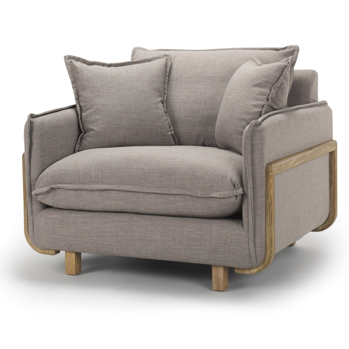 Mercana Roy II Flint Gray Upholstered and Brown Wood Frame Arm Chair, primary product view
