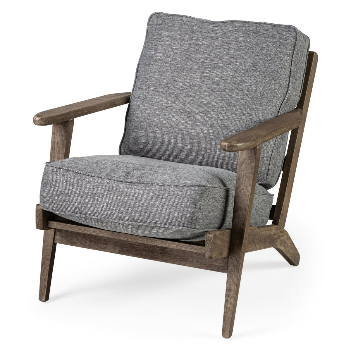 Mercana Olympus V Castlerock Grey Wrapped Brown Wooden Frame Accent Chair in Blue, primary product view