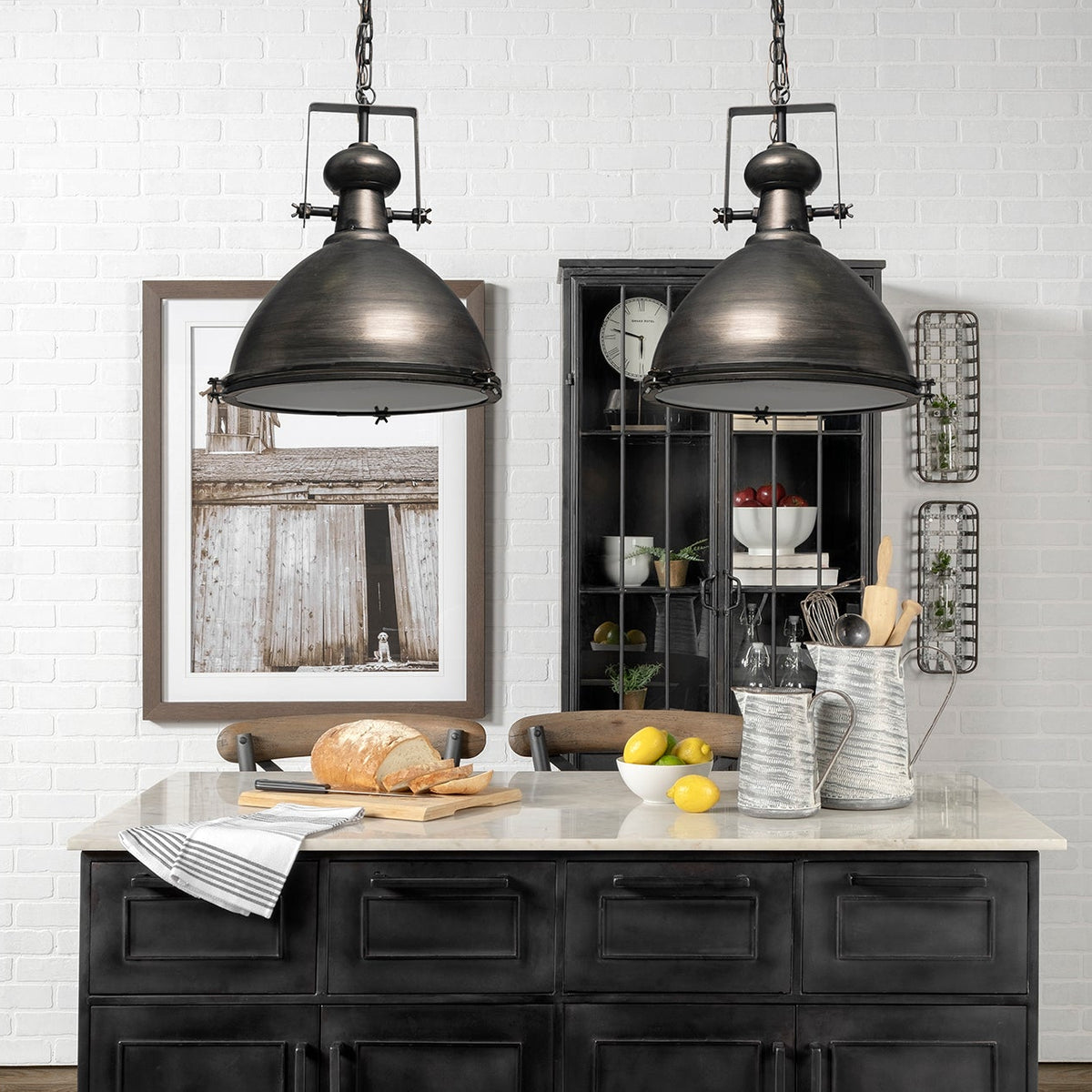 Mercana Bashaw I Gray Toned Metal Dome Pendant Light