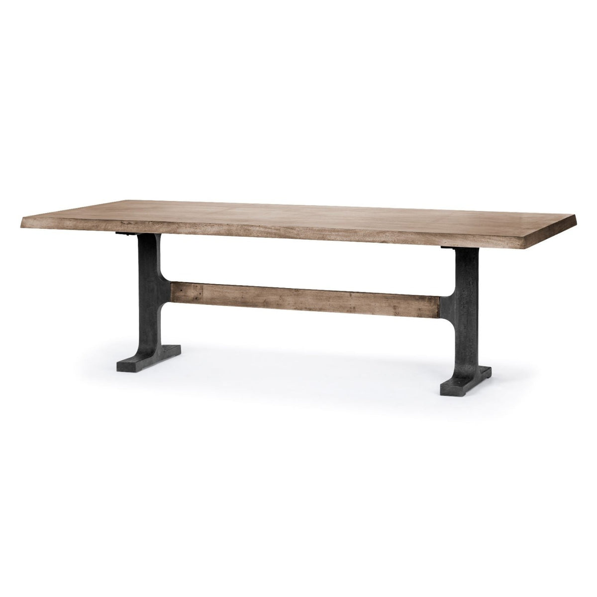Mercana Araxi Brown Wood & Black Metal Rectangular Trestle Dining Table, primary product view