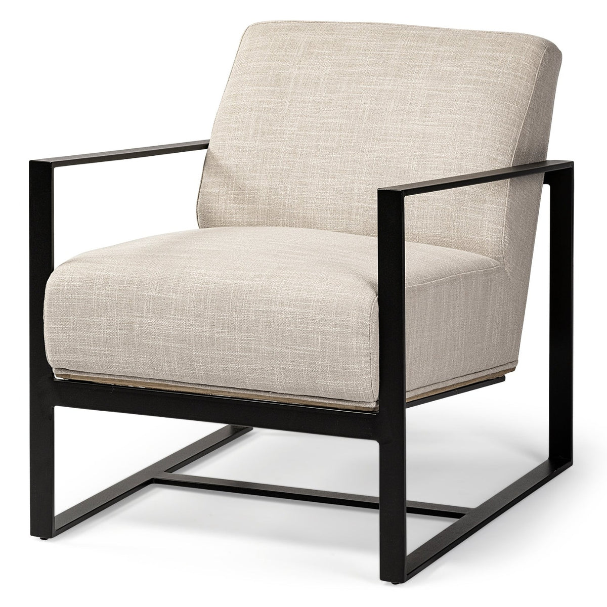 Mercana Stamford Light Beige Upholstered Seat w/Wood Back/Metal Frame Accent Chair in Cream, primary product view