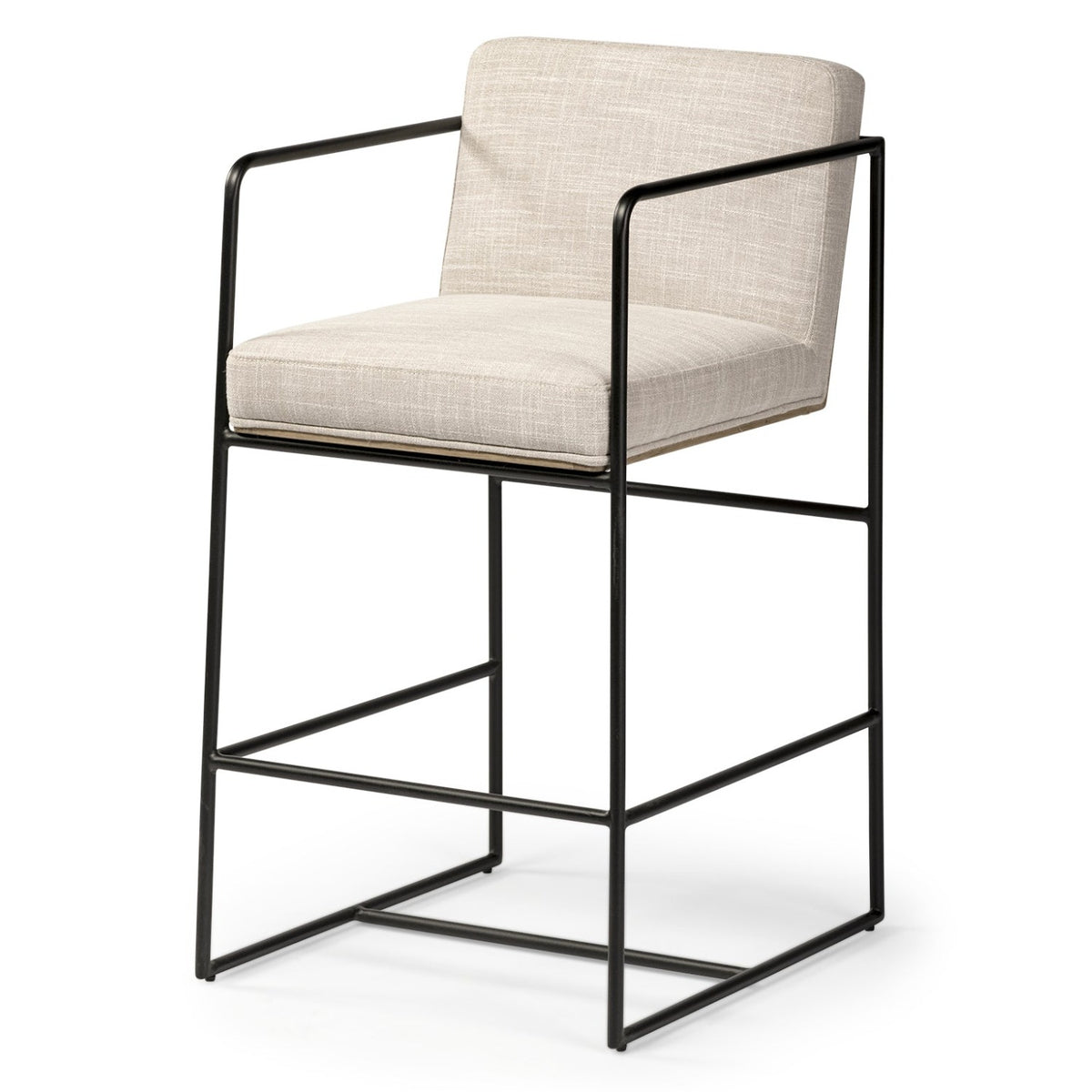 Mercana Stamford Light Beige Upholstered Seat w/Wood Back/Metal Frame Counter Stool Set of 2, primary product view