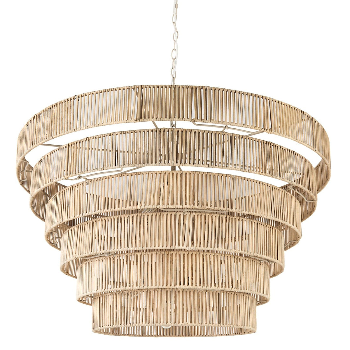 Mercana Marimba 40 L x 40 W x 24 H Natural Cane 6 Tier Chandelier