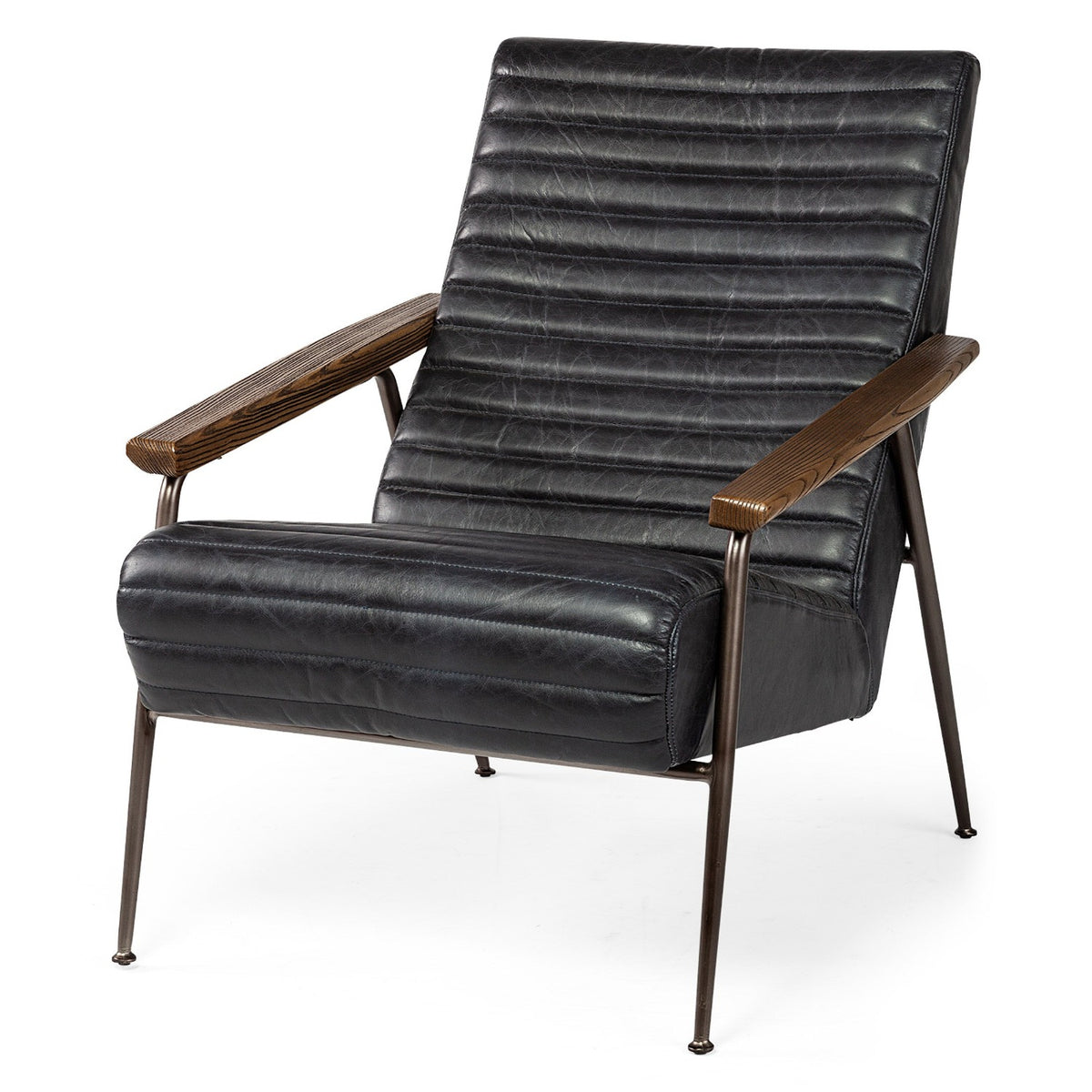 Mercana Grosjean Black Leather Wrap Metal Frame Accent Chair, primary product view