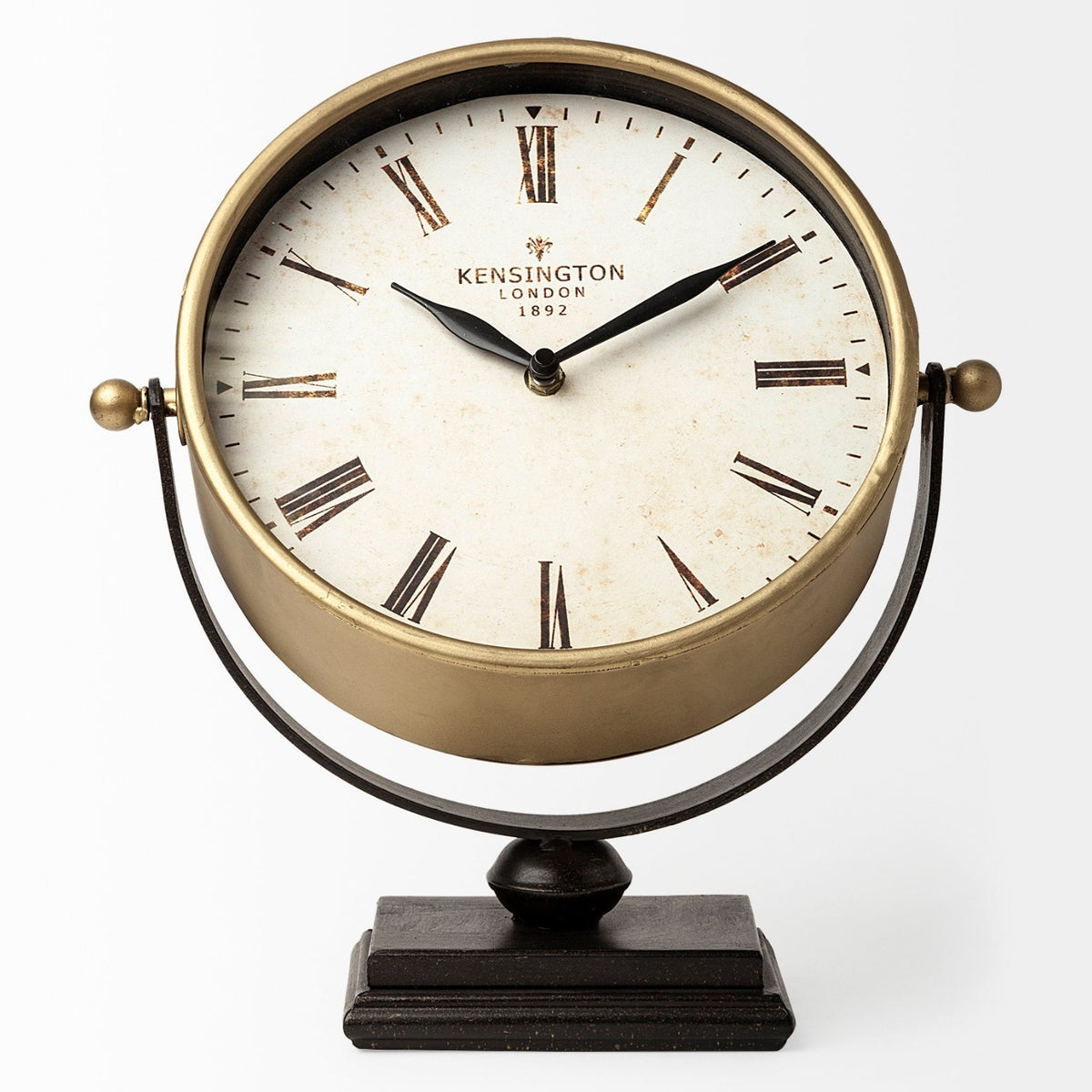 Mercana Houston Gold Metal Half Moon Base Table Clock
