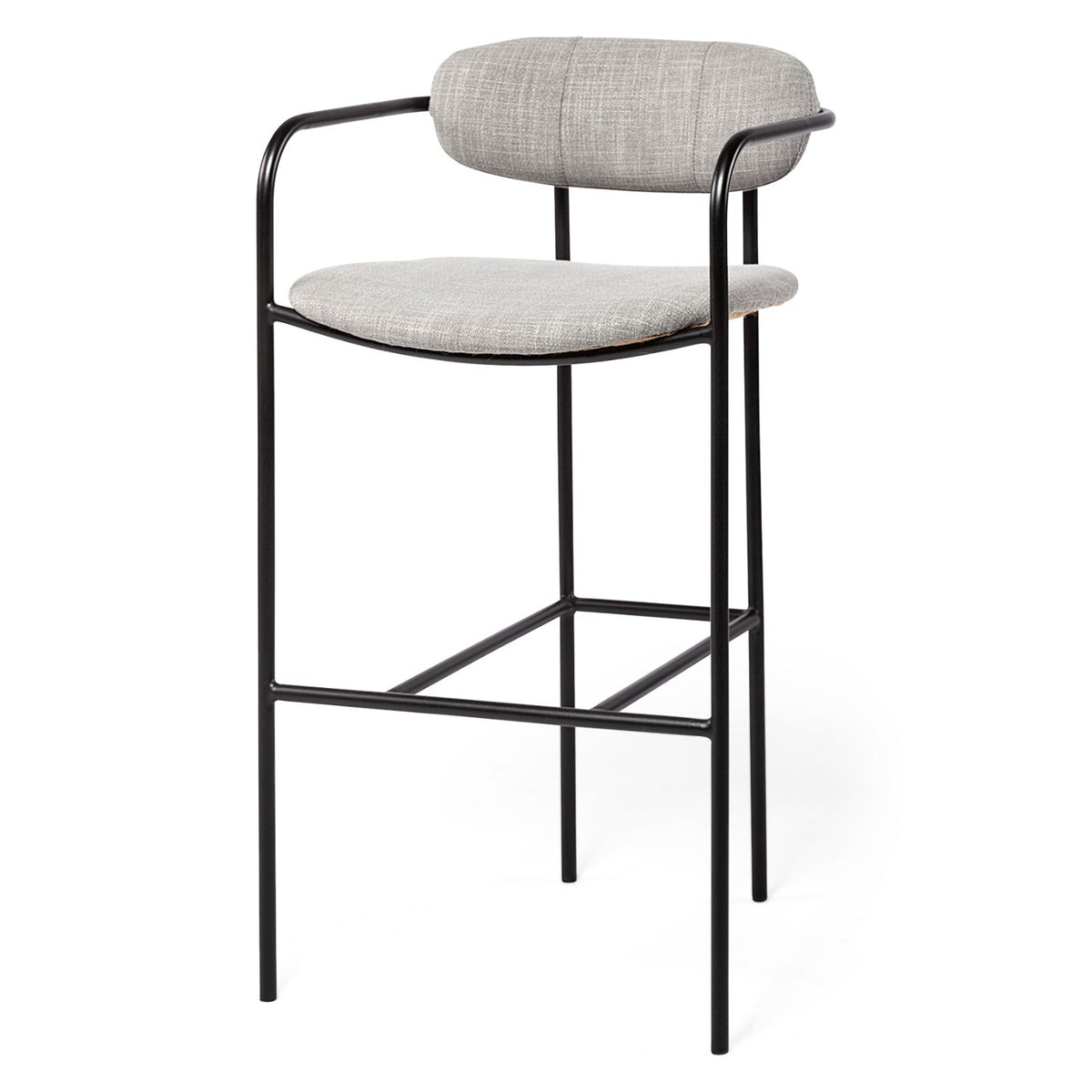 Mercana Parker Gray Seat Black Metal Bar Stool Set of 2, primary product view