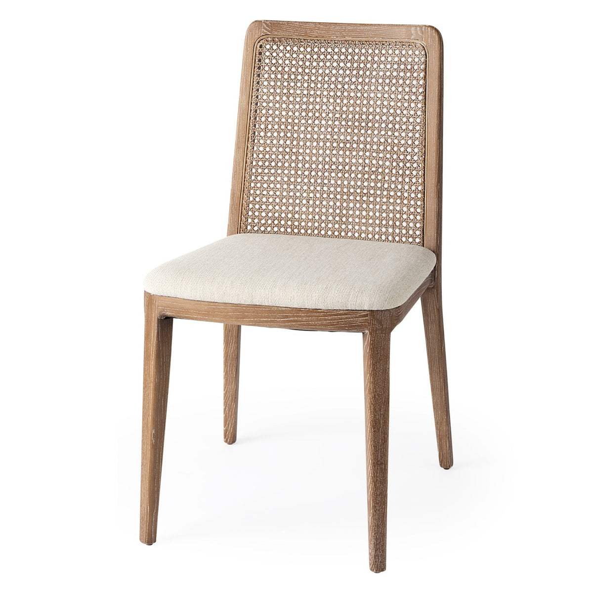 Mercana Clara Cream w/Brown Wood Cane Back Dining Side Chair Set of 2, primary product view