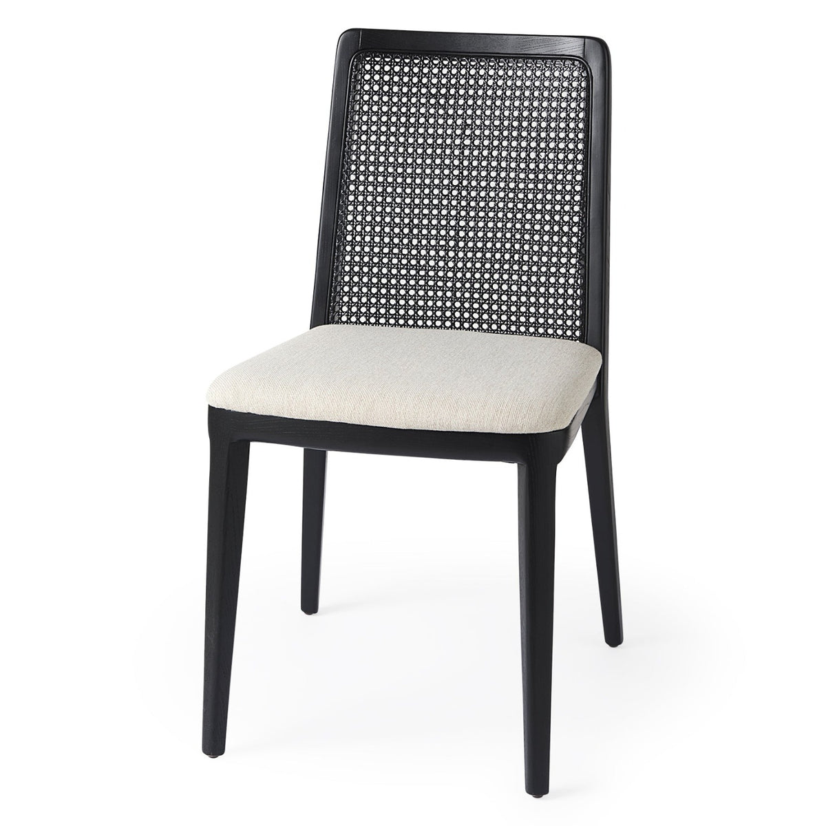 Mercana Clara Cream w/Black Wood Cane Back Dining Side Chair Set of 2, primary product view