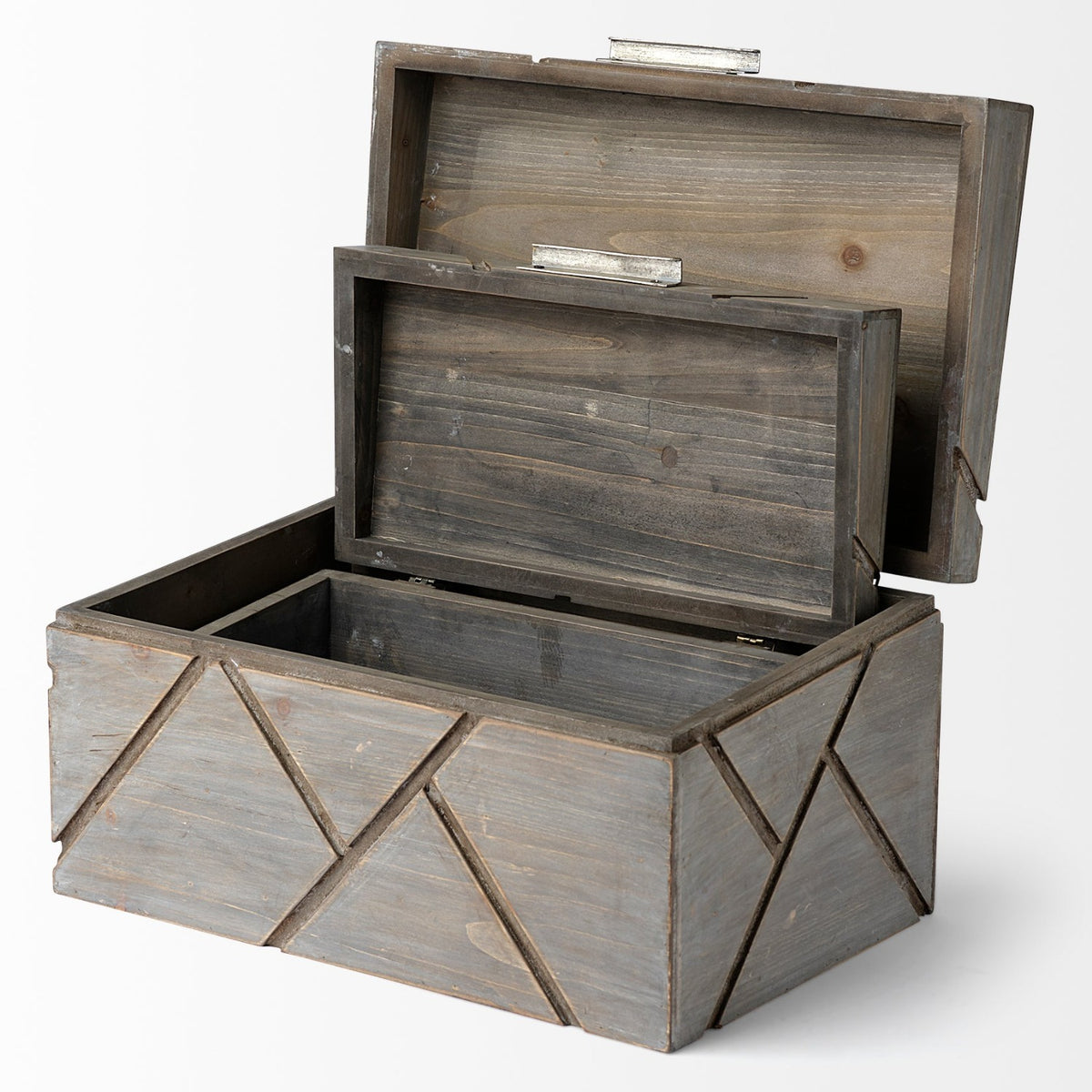 Mercana Niobe (Set of 2) 16L x 11W Gray Wooden Nesting Boxes