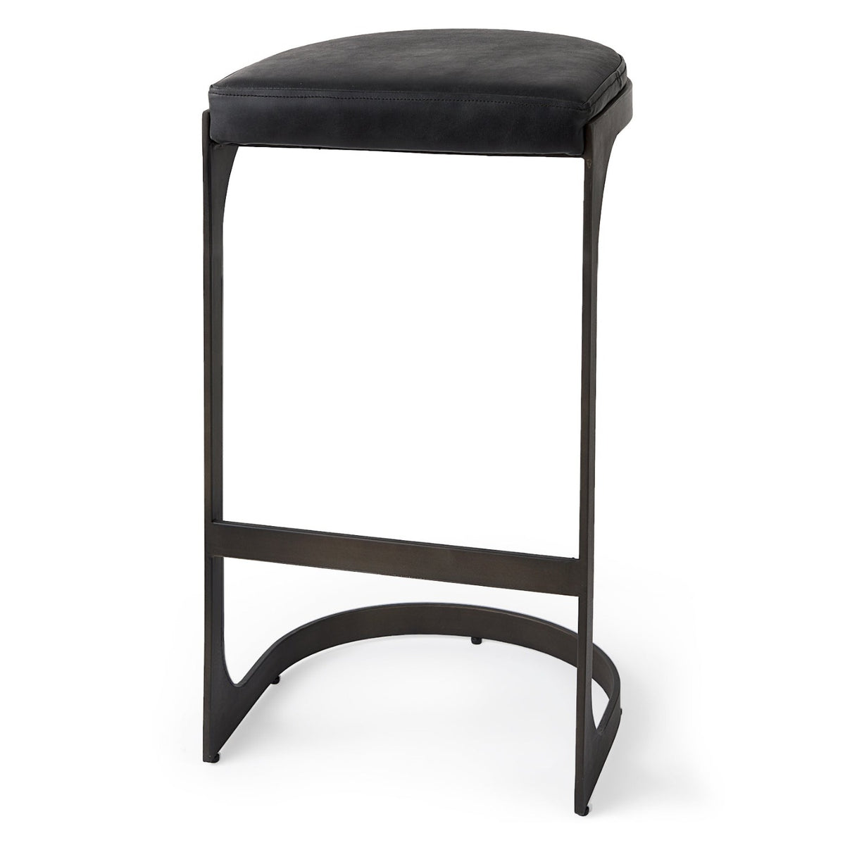 Mercana Tyson Black Leather w/Metal Frame Bar Stool Set of 2, primary product view