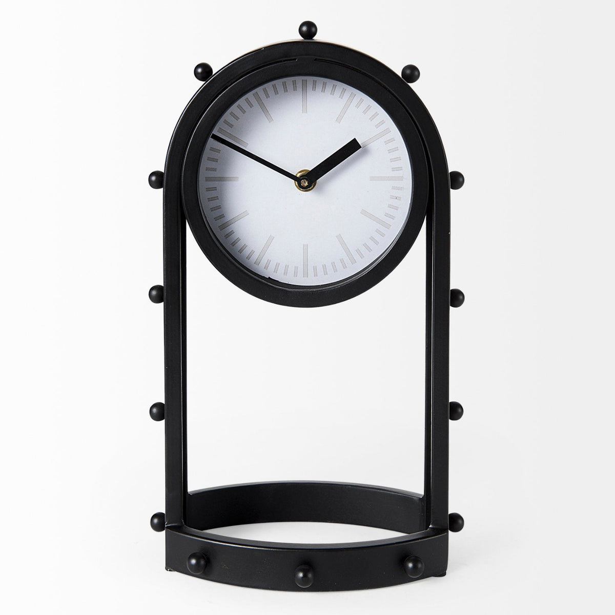 Mercana Marian 7.5L x 5.7W x 13.0H Black Studded Table Clock