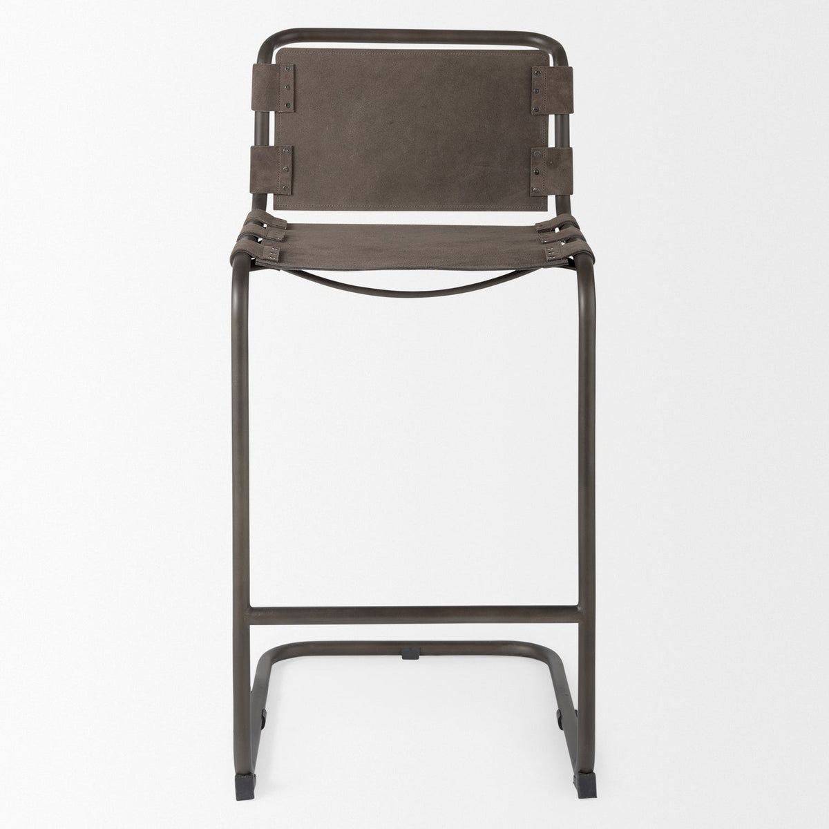 Mercana Berbick 43" Total Height Brown/Gray Suede w/ Iron Frame Bar Stool