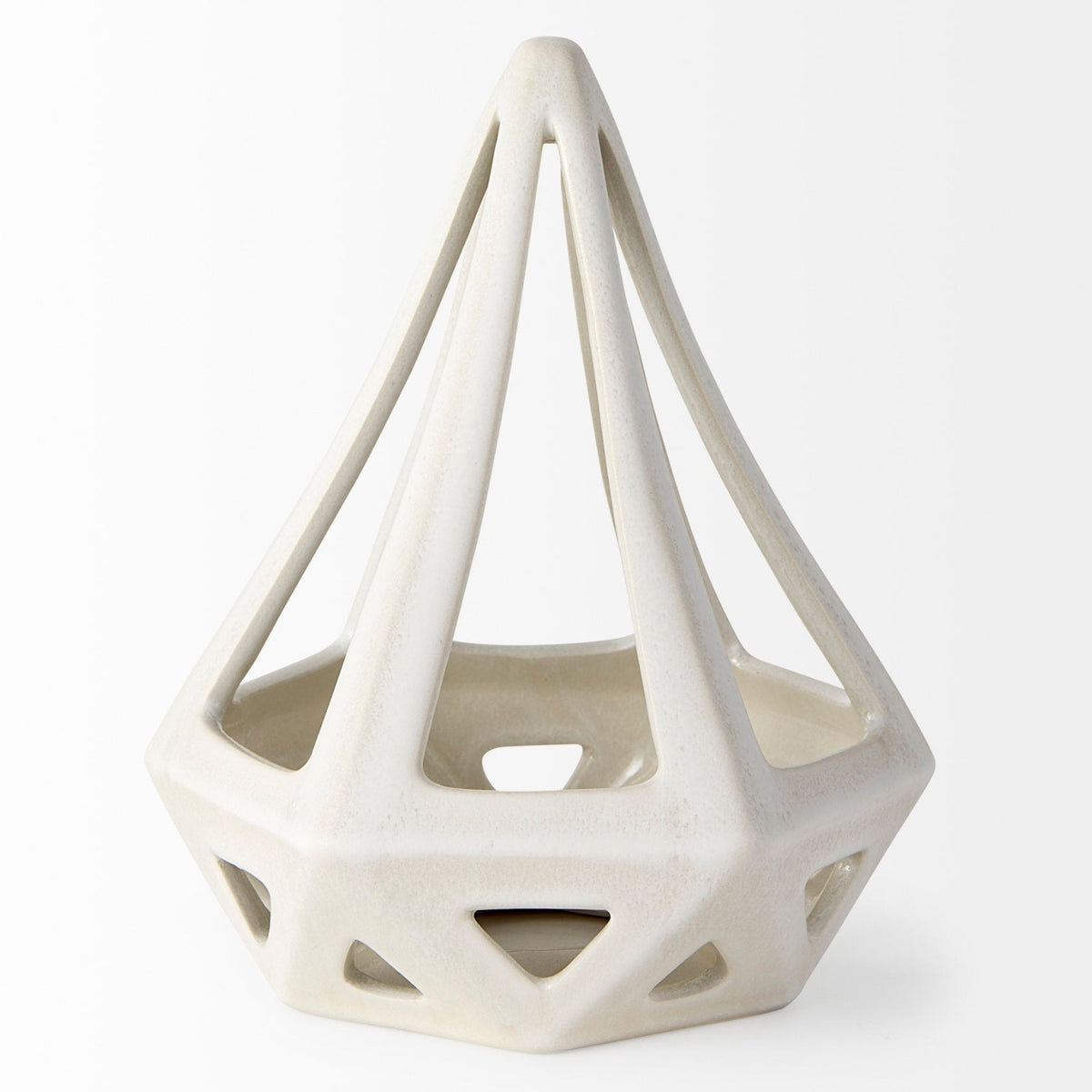 Mercana Hood 7.7L x 7.7W x 9.4H White Geometric Ceramic Object