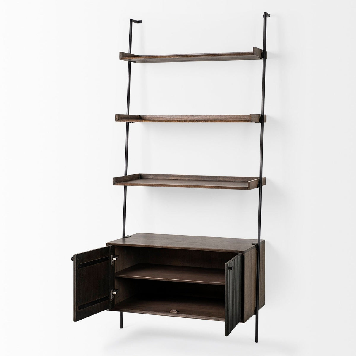Mercana Grace 37.5L x 20W x 82H Two-Toned Brown Wood Three Shelf Shelving Unit
