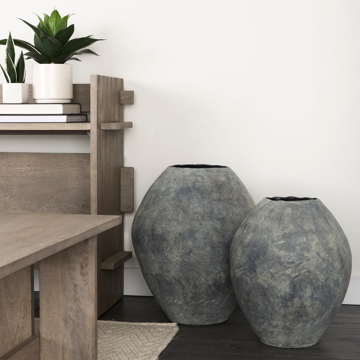 Mercana Gobi 16L x 20H Small Gray Ceramic Oval Vase