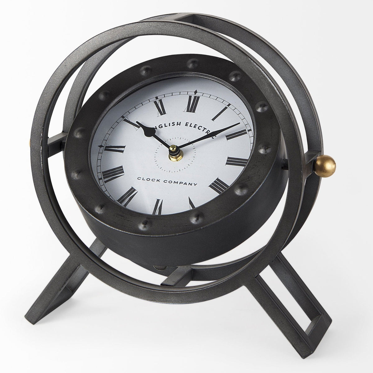 Mercana Gaston Gray Metal Circular Table Clock