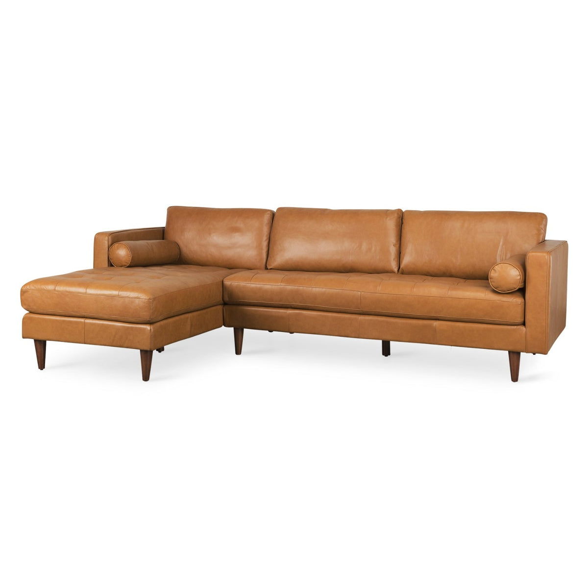 Mercana Svend Tan Leather Left Chaise Sectional Sofa, primary product view