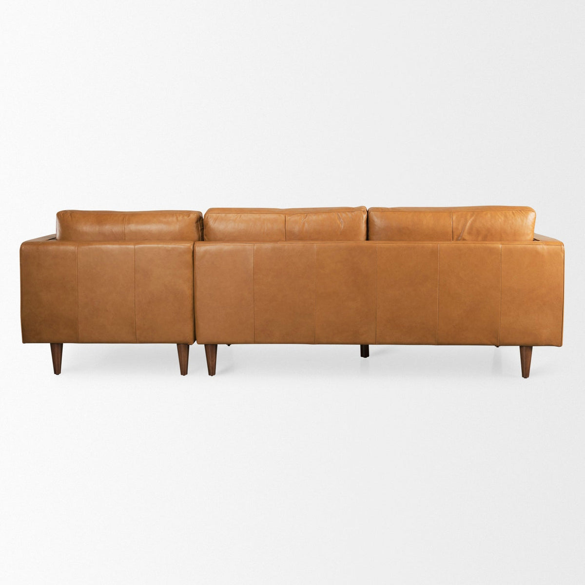 Mercana Svend 111.4L x 68.0W x 33.9H Tan Leather Right Chaise Sectional Sofa