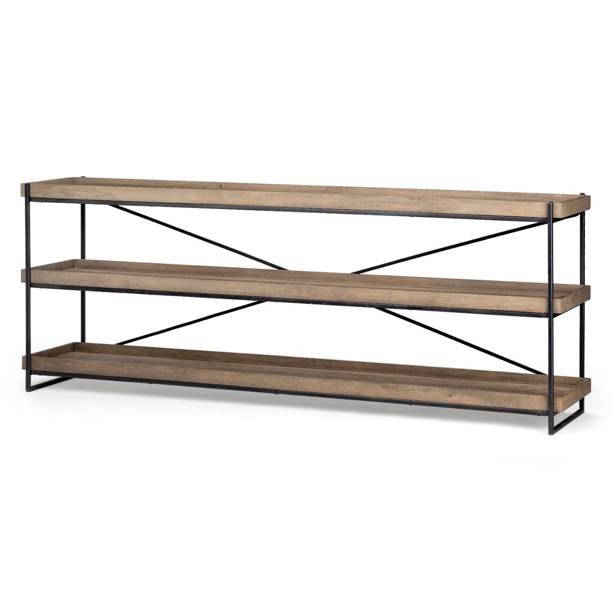 Mercana Trey Brown Wood and Black Iron Console Table, primary product view
