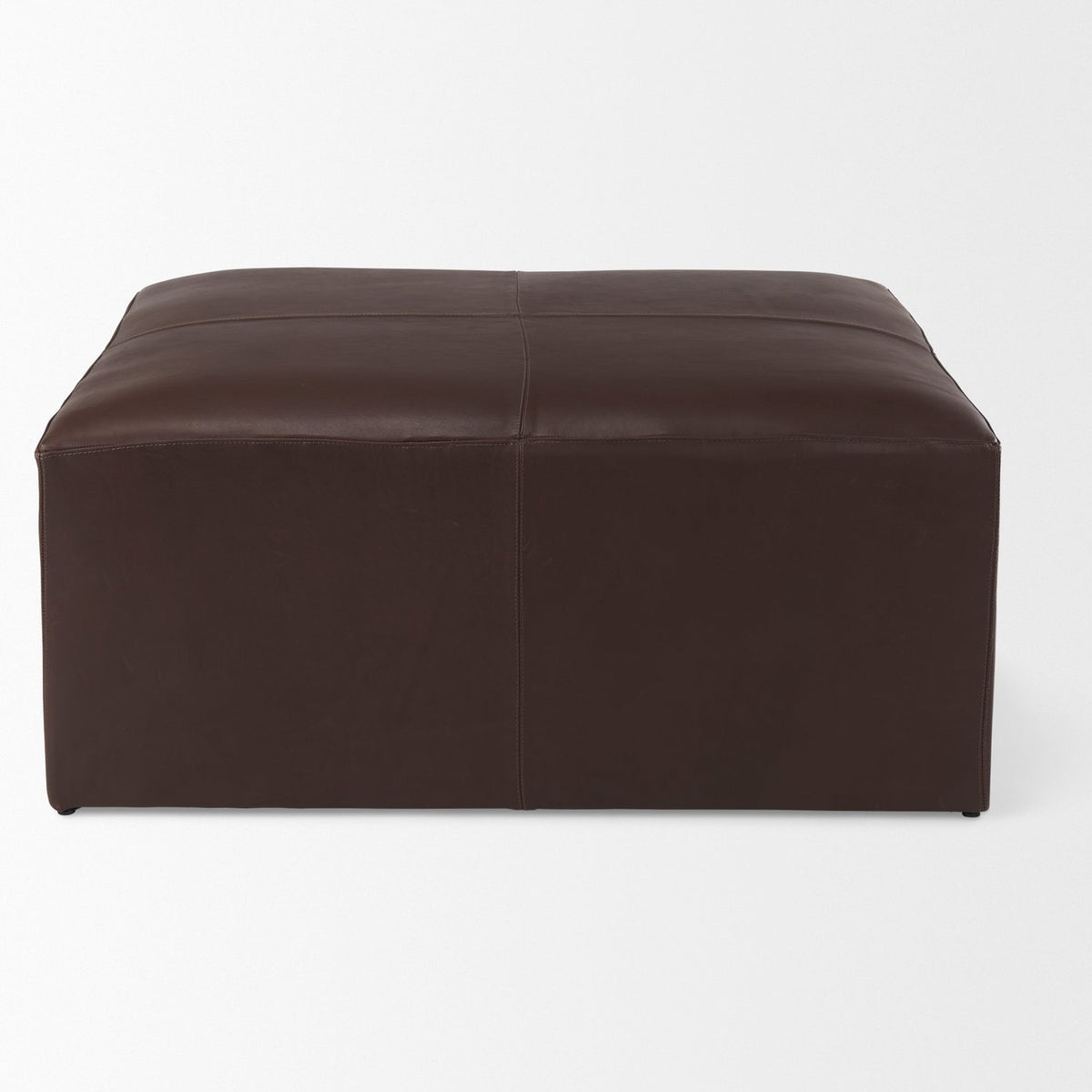 Mercana Minara 36L x 36W x 16H Square Dark Brown Leather Wrapped Ottoman