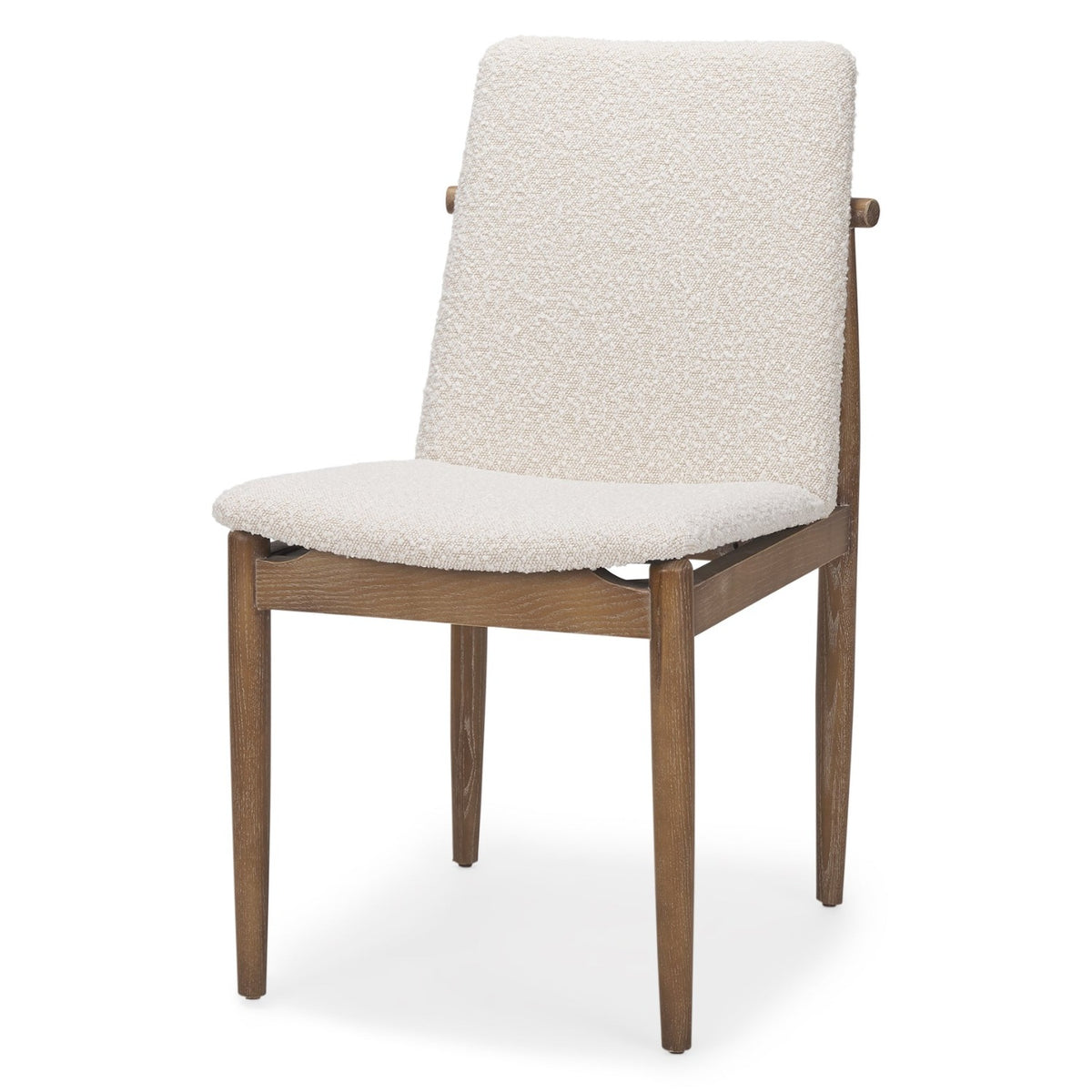 Mercana Cavett Cream Boucle w/Wood Curved Back Dining Side Chair Set of 2, primary product view