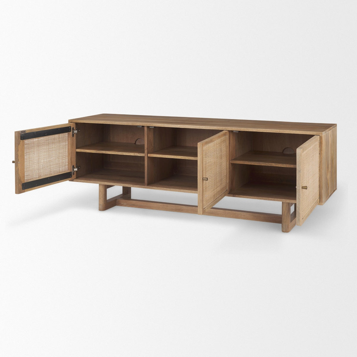 Mercana Grier 65" Light Brown Wood w/ Cane Media Console