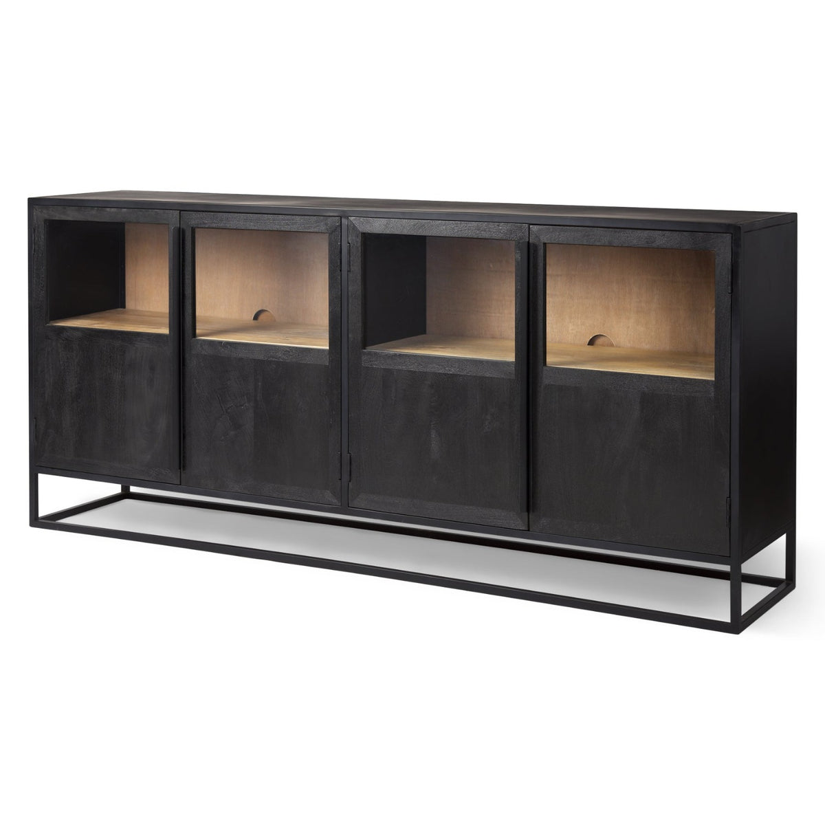 Mercana Sloan Black Wood w/Black Metal Frame Sideboard, primary product view