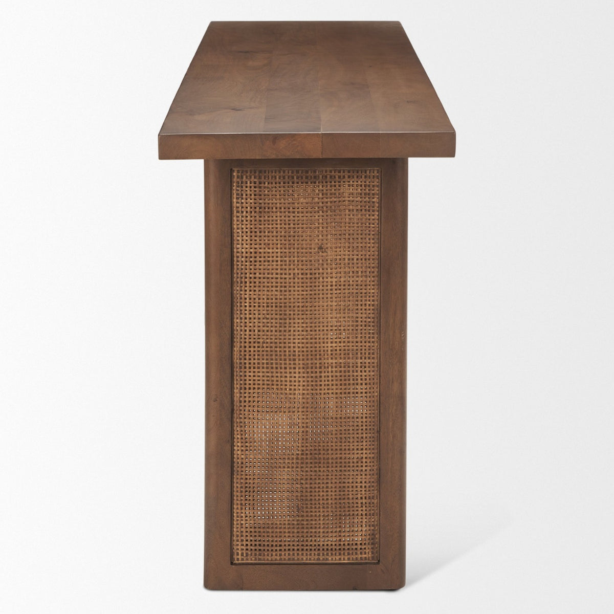 Mercana Grier 65" Medium Brown Solid Wood w/ Cane Console Table