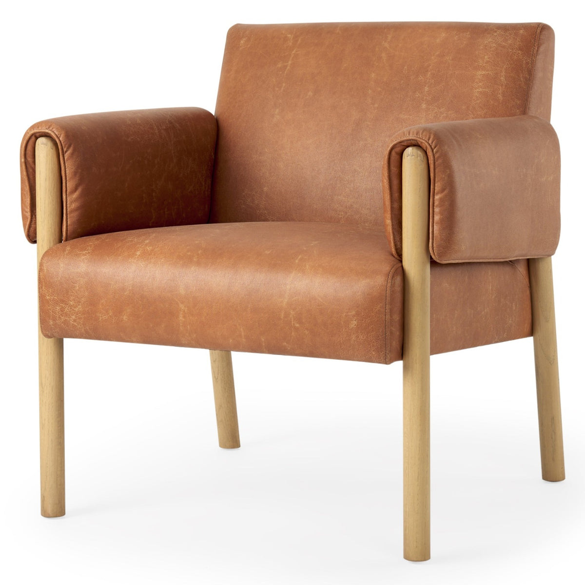 Mercana Ashton Brown Vegan Leather w/Light Wood Accent Chair, primary product view