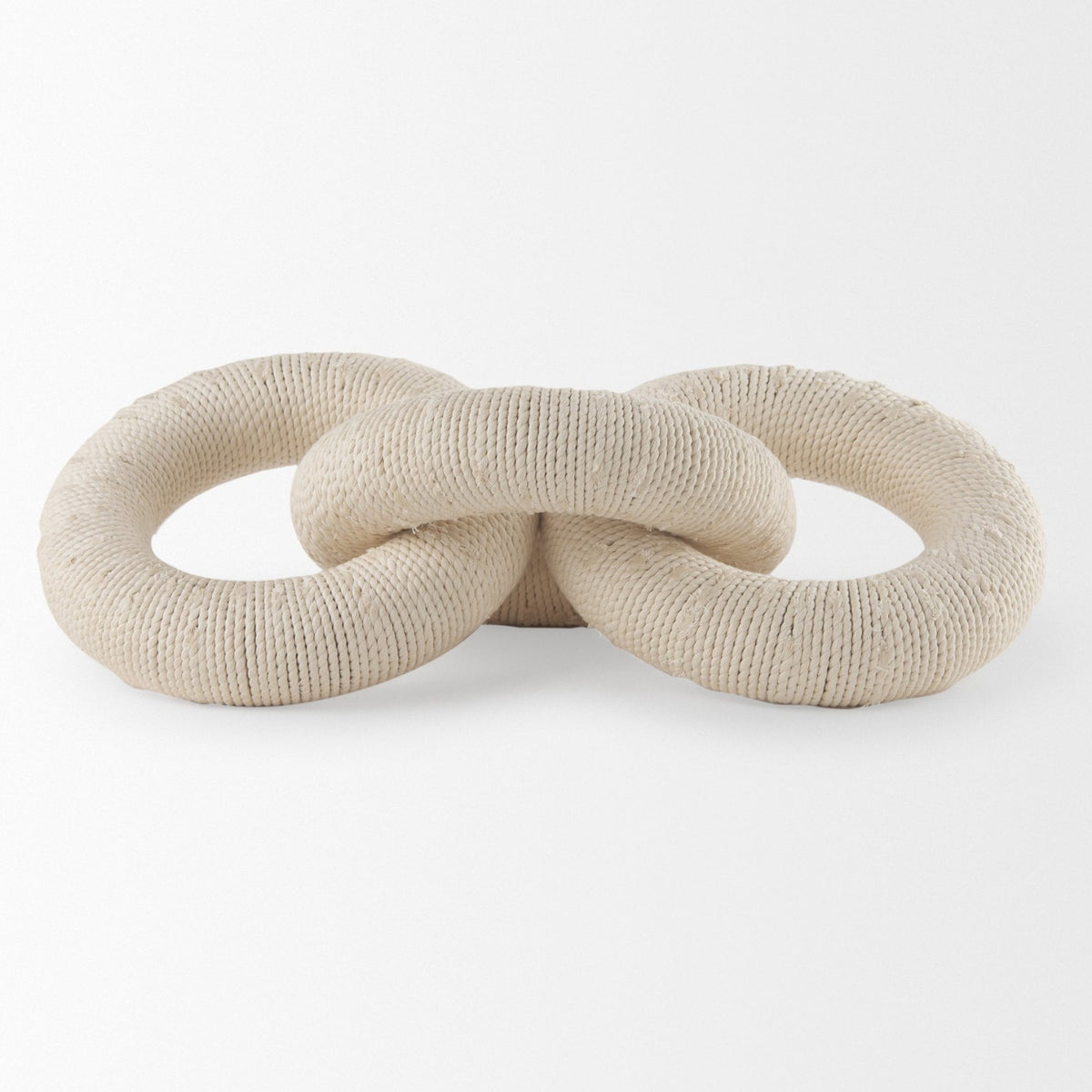 Mercana Alize Cotton Rope Wrapped Solid Wood Circular Chain Link Decorative Object