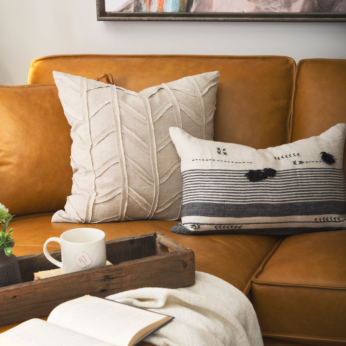 Mercana Ivivva Beige Fabric Textured Pillow Cover