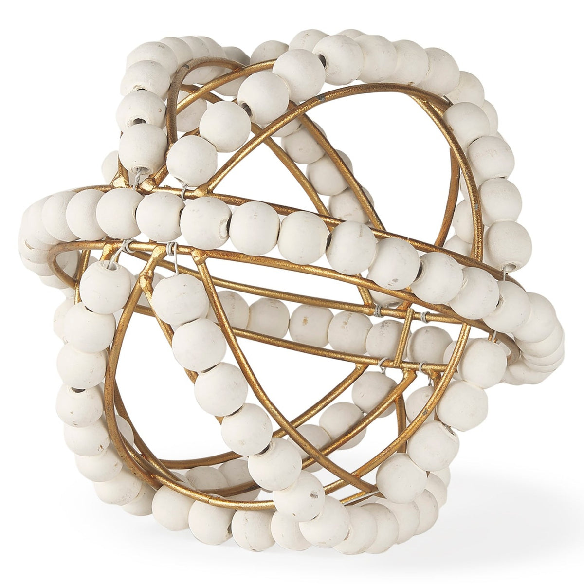 Mercana Espanlade Small White Wooden Beaded Orb, primary product view