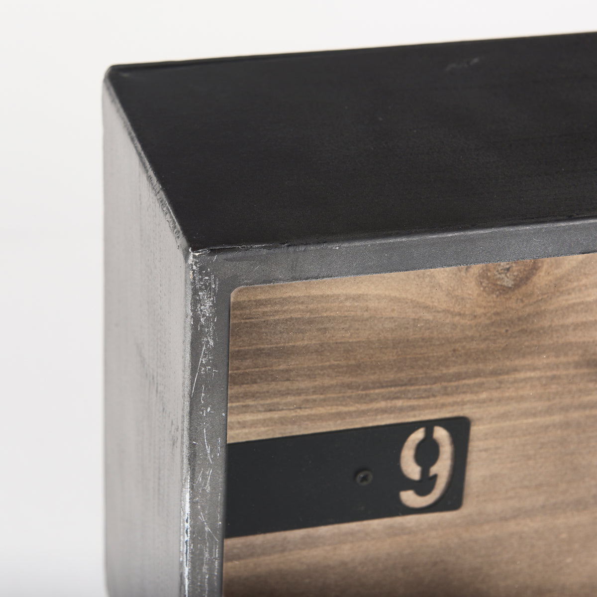 Mercana Harvey 13.0L x 4.5W x 8.1H Black Metal and Wood Rectangular Table Clock