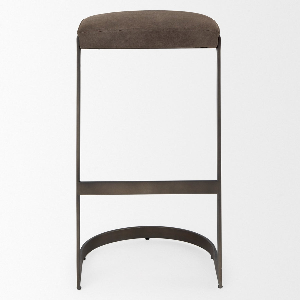 Mercana Tyson 17L x 18W x 31H Brown/Gray Suede W/ Metal Frame Bar Stool