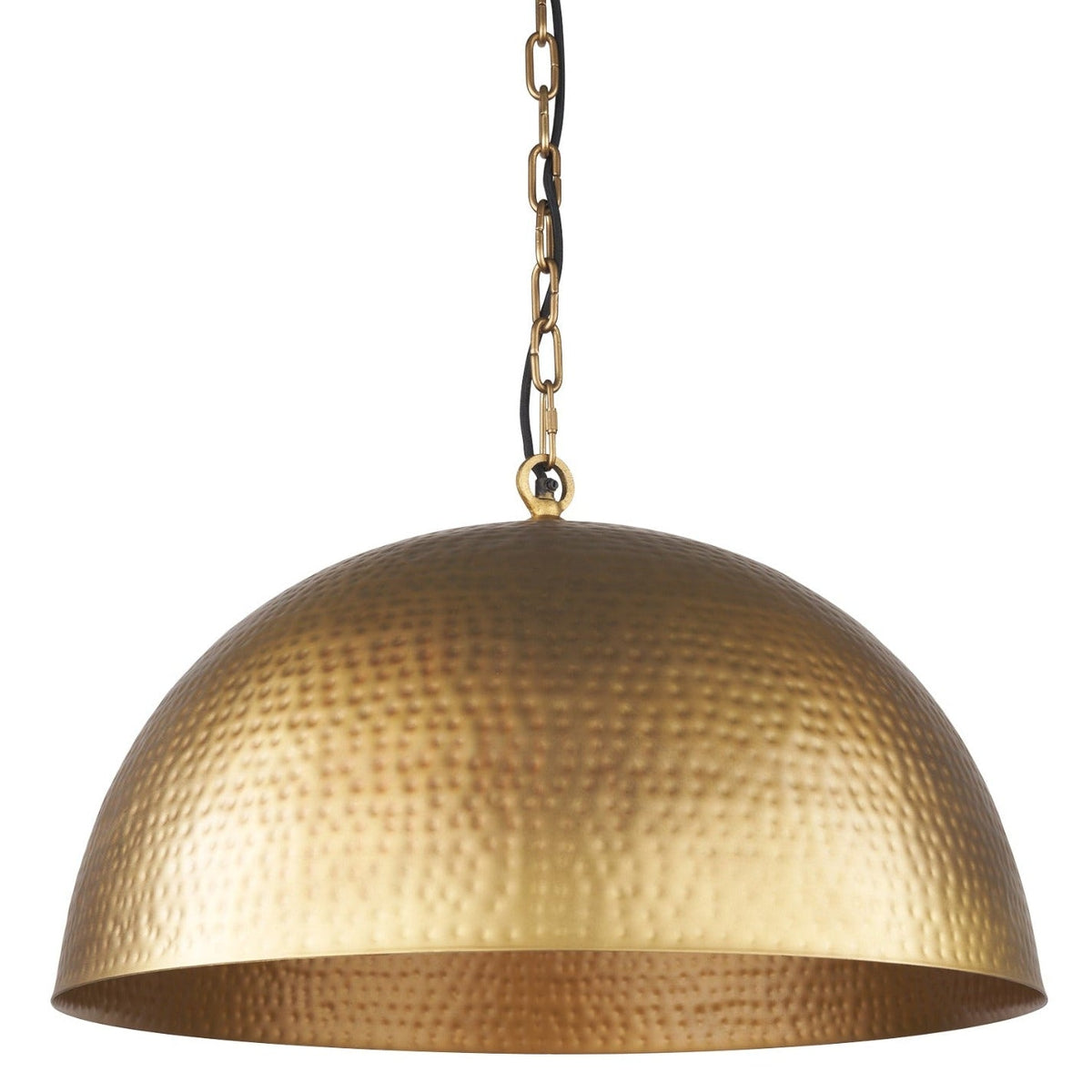 Mercana Karina Round Brass-tone Hammered Metal Small Dome Pendant in Gold, primary product view